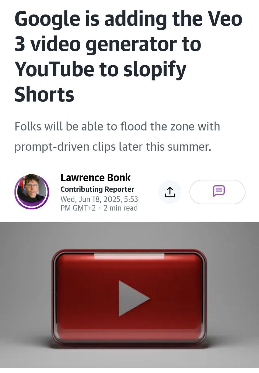 Изображение к новости: Мощнеший Google Veo 3 добавят в YouTube, — гендир…