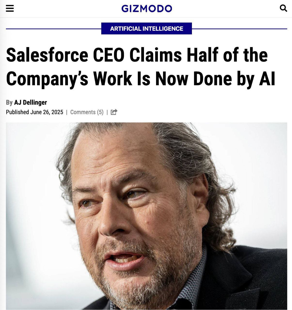 Изображение к новости: Гендир Salesforce Марк Бениофф заявил, что до 50%…